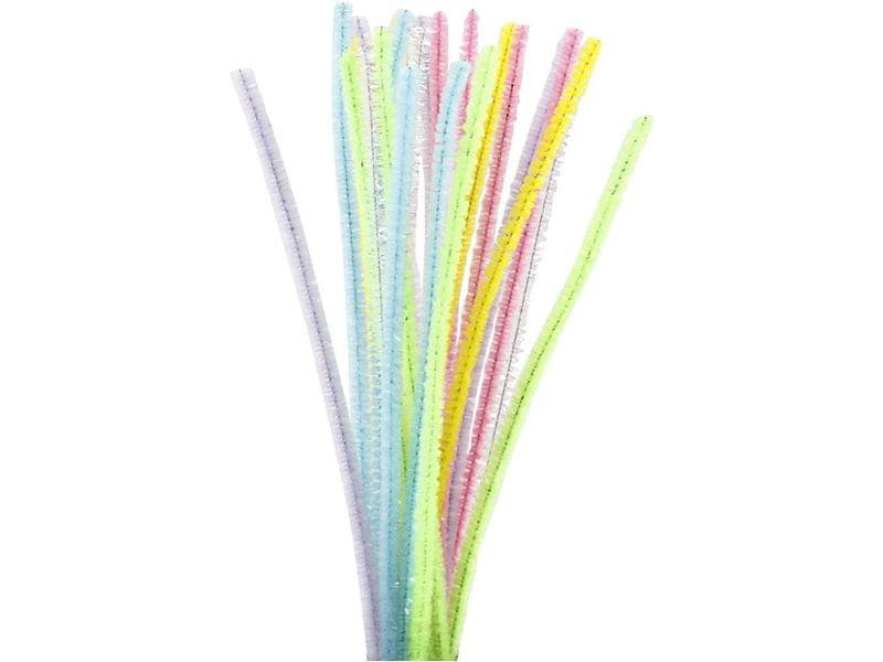 Creativ Company Chenilledraht 6 mm, Glitter Pastell, 24 Stück