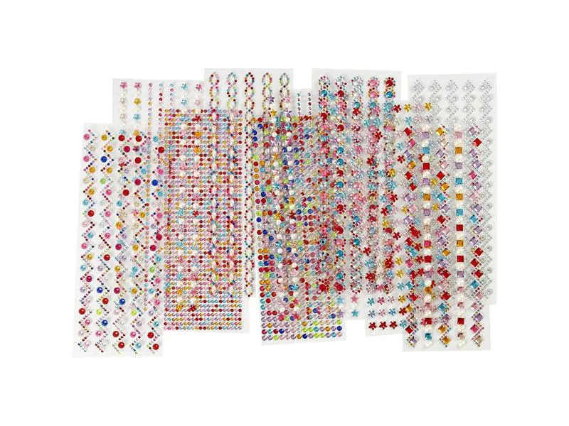 Creativ Company Schmucksteine Selbstklebend 12 Blatt, Mehrfarbig