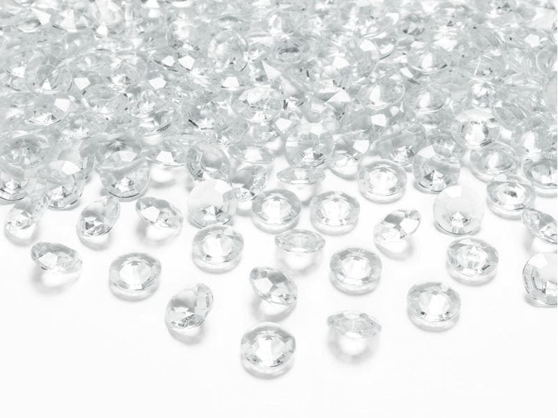 Partydeco Streudeko Diamanten 1.2 cm, 100 Stück, Transparent