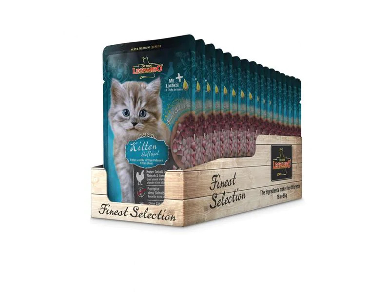 Leonardo Cat Food Nassfutter Kitten Geflügel, 16 x 85 g