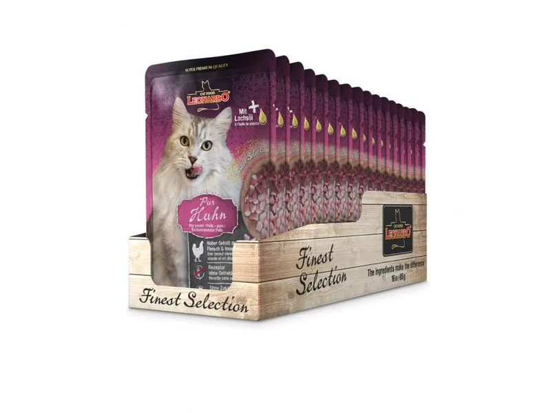 Leonardo Cat Food Nassfutter Huhn Pur, 16 x 85 g