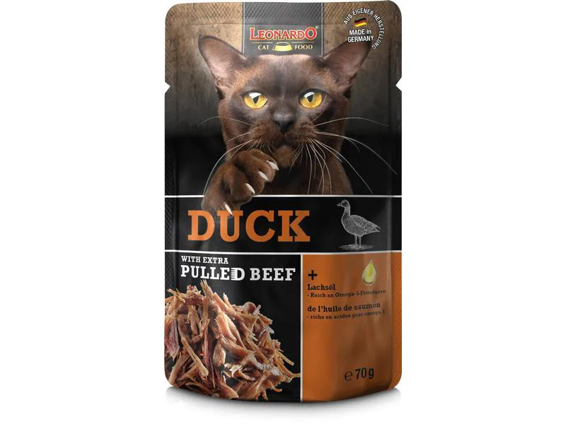 Leonardo Cat Food Nassfutter Ente &amp; Pulled Beef, 70 g