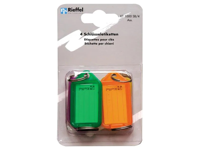 Robert Rieffel Schlüsselanhänger 3.8 x 2.2 mm, 4 Stück, Mehrfarbig