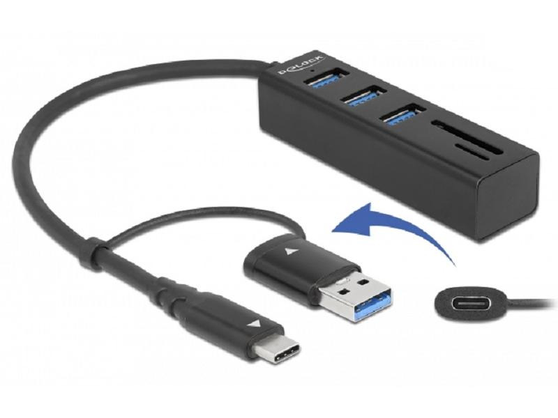 Delock USB-Hub 3.0 Typ-C + SD/MicroSD Slot