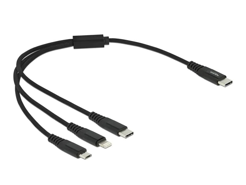Delock USB-Ladekabel USB C - Lightning/Micro-USB B/USB C 0.3 m