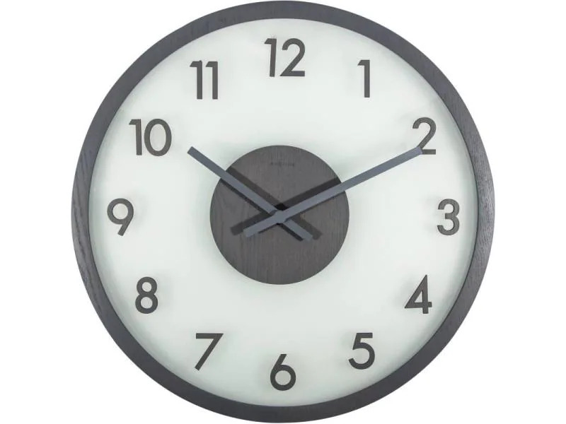 NeXtime Wanduhr Frosted Wood Ø 50 cm Grau/Weiss