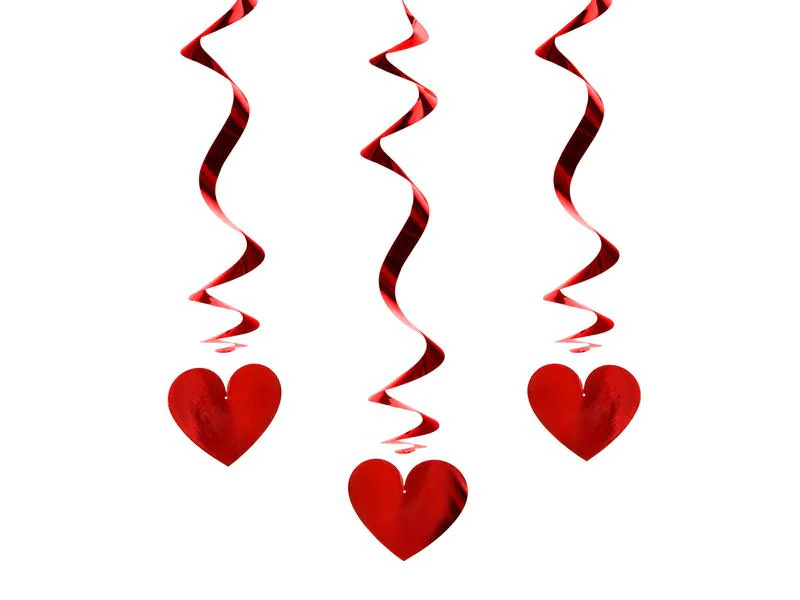 Partydeco Girlande Swirls Herzen 0.6 m, Rot