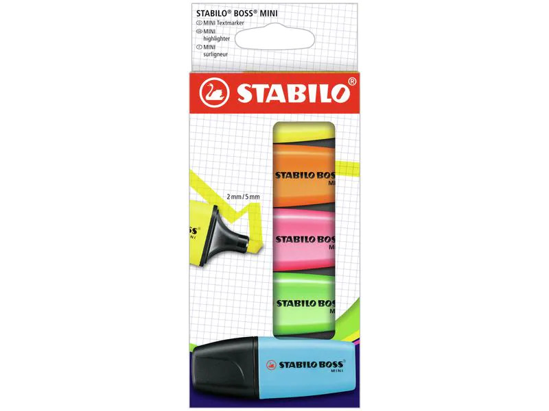 STABILO Textmarker Boss Mini 5 Stück, Kartonetui