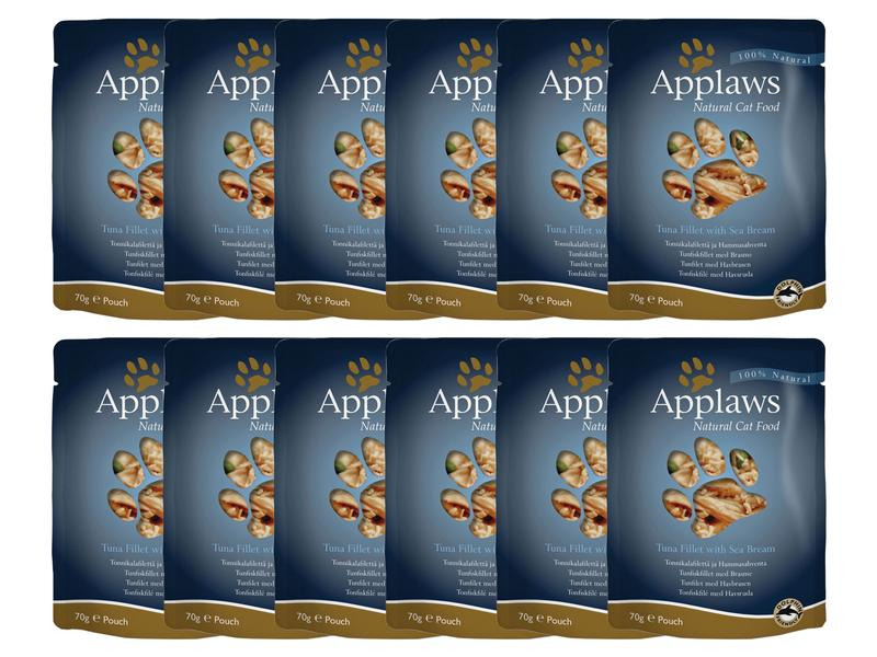 Applaws Nassfutter Pouch Thunfisch &amp; Seebrasse, 12 x 70 g