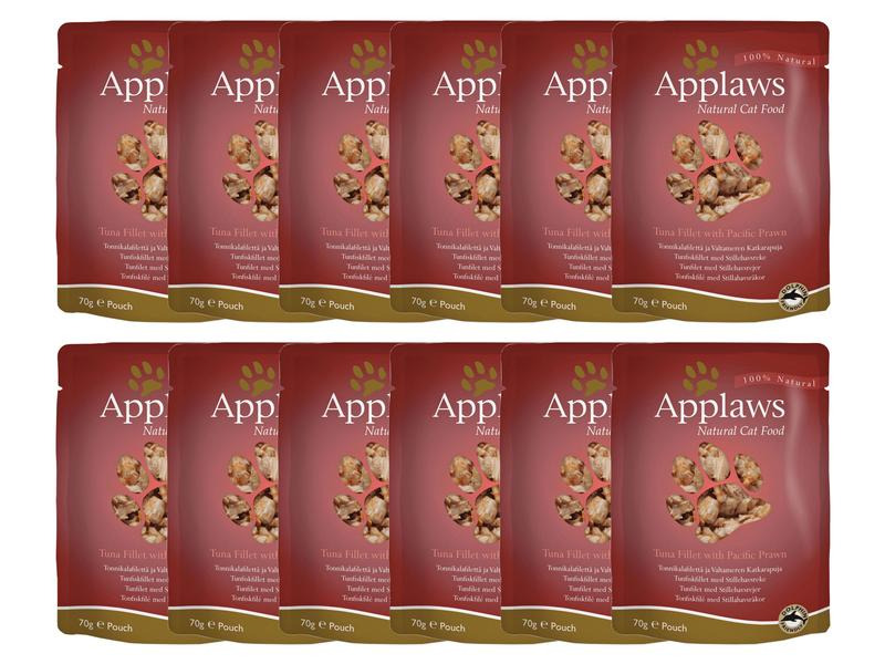 Applaws Nassfutter Pouch Thunfisch &amp; Pazifik-Garnelen, 12 x 70 g