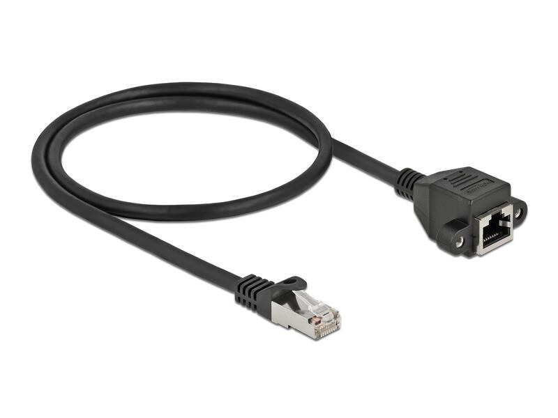 Delock Patchkabel Verlängerungskabel Cat 6A, S/FTP, 0.5 m, Schwarz