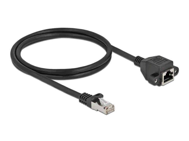 Delock Patchkabel Verlängerungskabel Cat 6A, S/FTP, 1 m, Schwarz