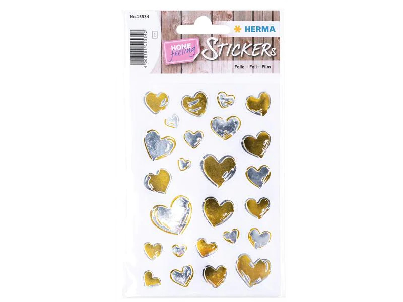 Herma Stickers Motivsticker Creative Herzen 25 Stück Gold/Silber