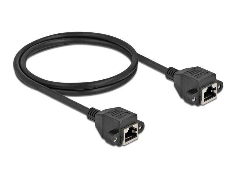 Delock Patchkabel Verlängerungskabel Cat 6A, S/FTP, 1 m, Schwarz