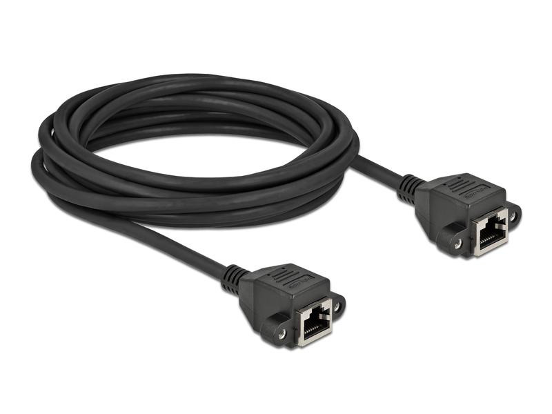 Delock Patchkabel Verlängerungskabel Cat 6A, S/FTP, 5 m, Schwarz