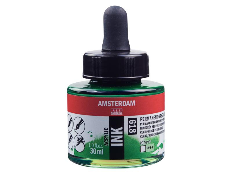 Amsterdam Acryltinte 618 Hellgrün Transparent, 30 ml 30 ml, Grün