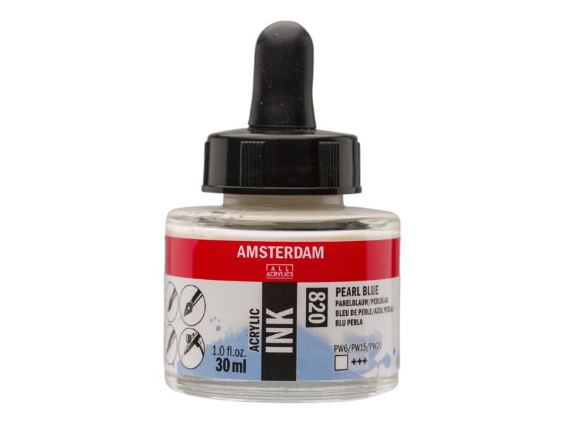 Amsterdam Acryltinte 820 Perlblau transparent, 30 ml 30 ml, Perlblau