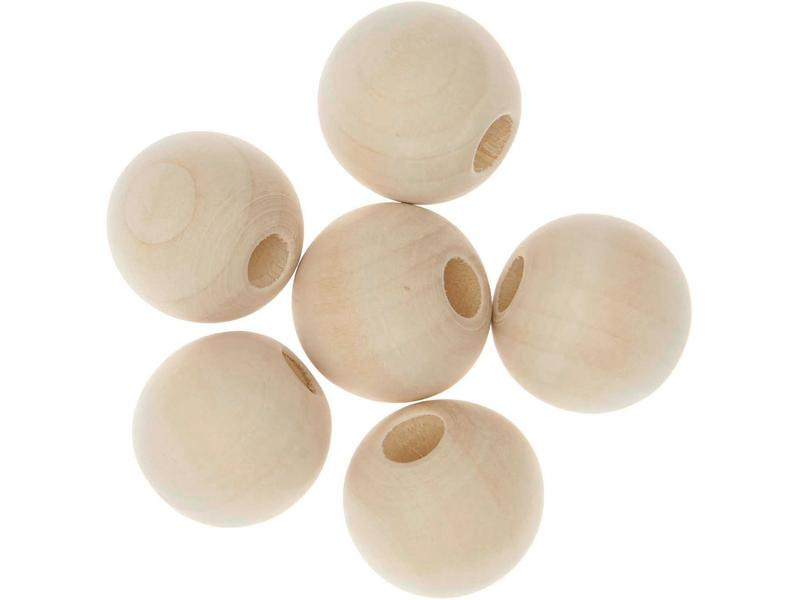 Rico Design Holzperlen Makramee Nature, 6 Stück