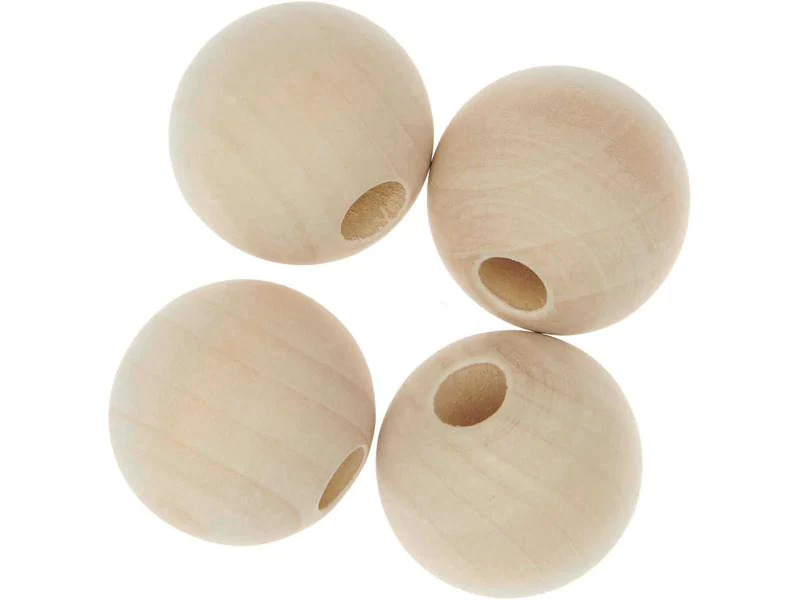 Rico Design Holzperlen Makramee Nature, 4 Stück
