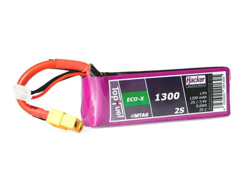 Hacker RC-Akku LiPo 1300 mAh 7.4 V 25C TopFuel ECO-X MTAG