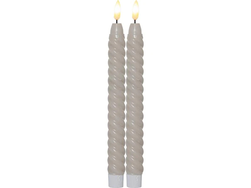 Star Trading LED-Stabkerzen Set Flamme Swirl, Ø 2.3 x 25 cm, Beige, 2 Stk