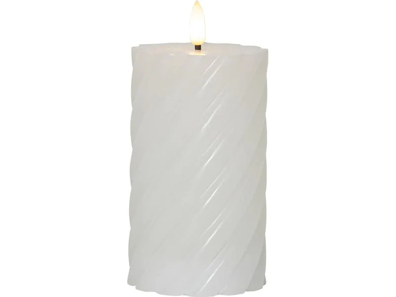 Star Trading LED-Kerze Pillar Flamme Swirl, Ø 7.5 x 15 cm, Weiss