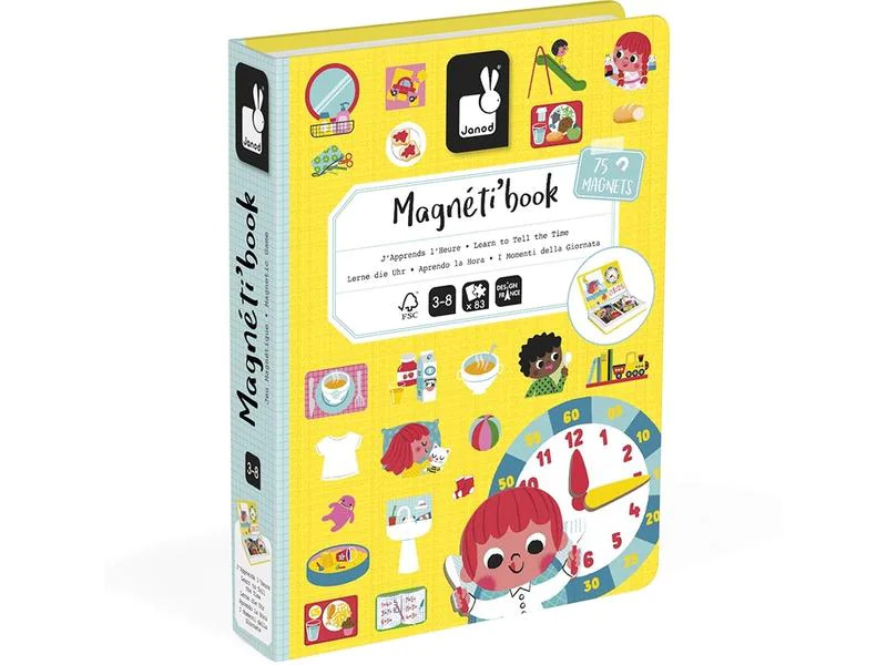 Janod Beschäftigungsspielzeug Magnetbuch Lerne die Uhr