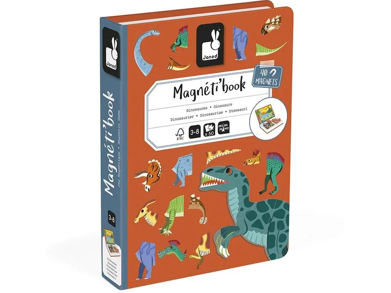 Janod Beschäftigungsspielzeug Magnetbuch Dinosaurier
