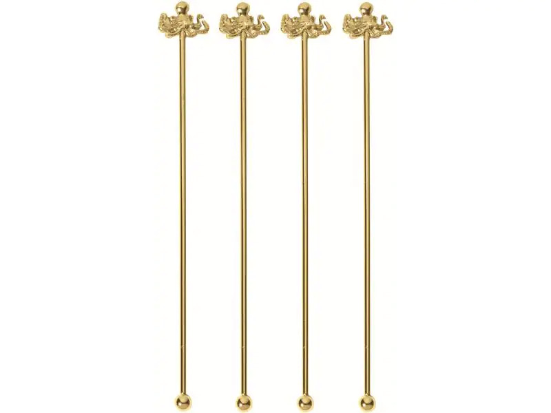 Paderno Cocktailrührer Krake 4 Stück, Gold