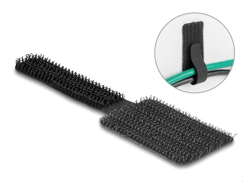 Delock Klettkabelbinder selbstklebend Schwarz 90 mm x 24 mm