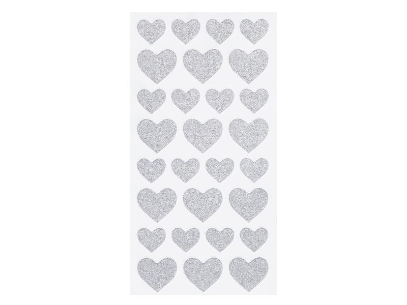 HobbyFun Glitzersticker Herzen silber 1 Stück