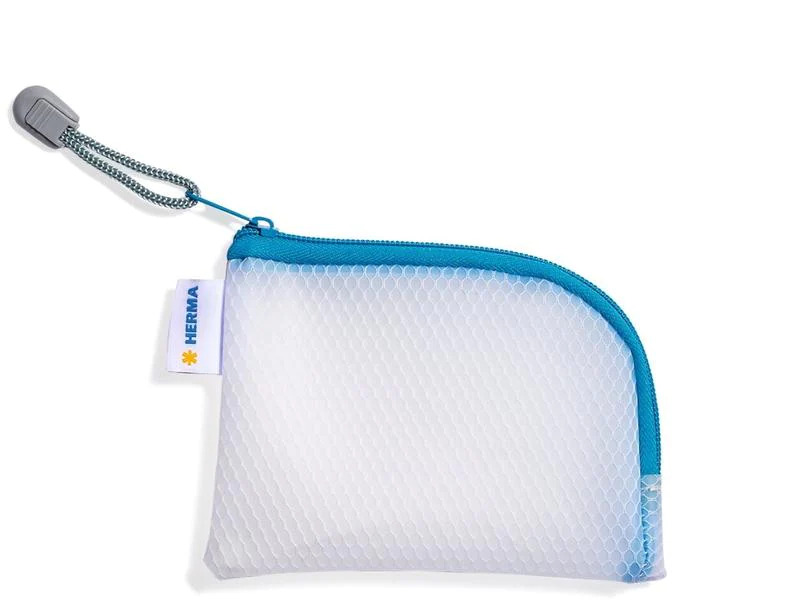 HERMA Etui Mesh Bag A7, 7.4 x 10.5 cm, Blau/Weiss