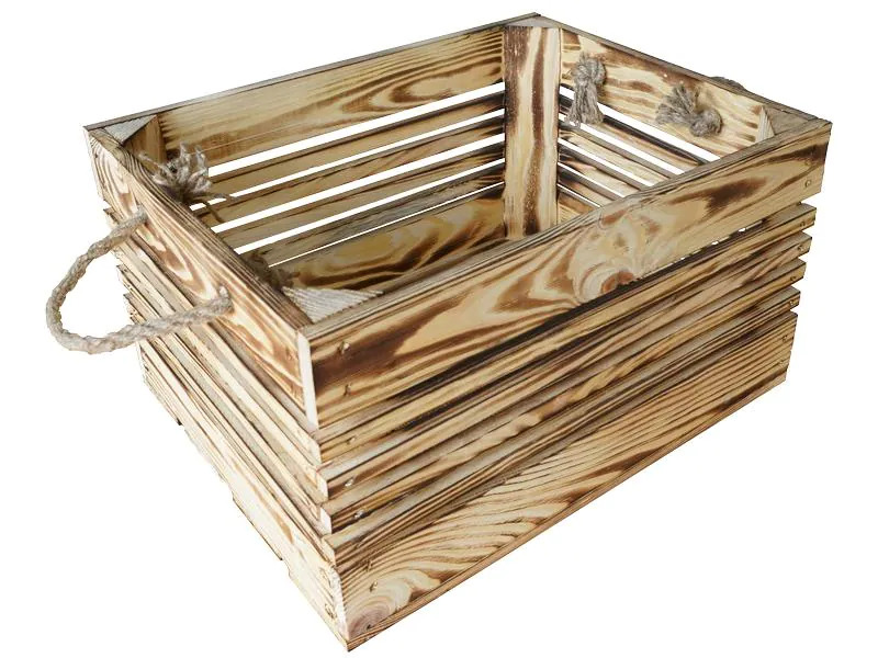 Holz Zollhaus Holzharasse mit Kordel Geflammt, 30 x 38 cm