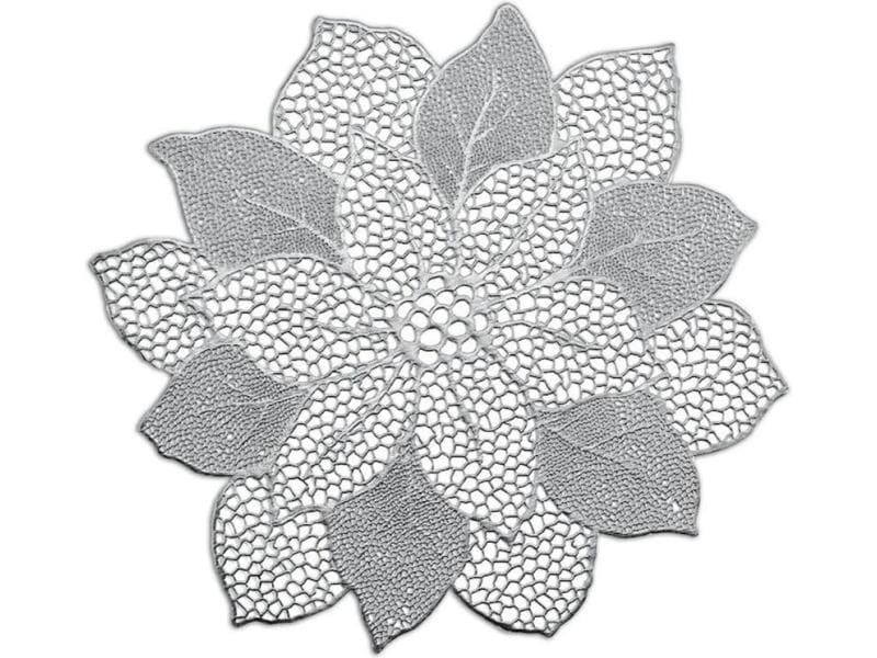 Zeller Present Tischset Flower 47 cm x 47 cm, Silber