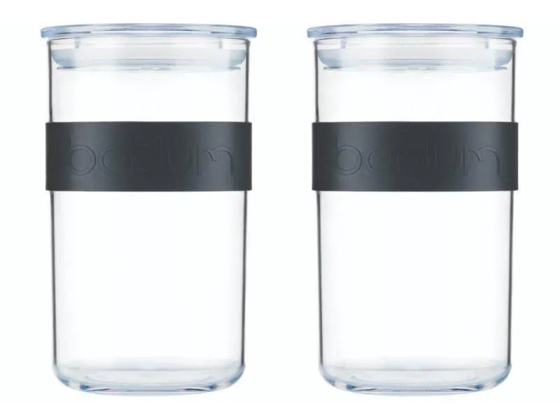 Bodum Vorratsglas Presso 2 Stück, 1 l, Schwarz/Transparent