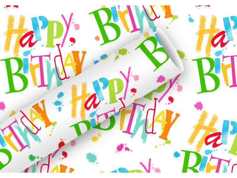 Braun + Company Geschenkpapier Birthday 80 g/m², Mehrfarbig, 70 cm x 2 m