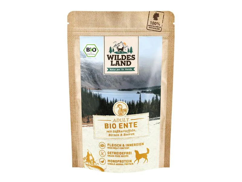 Wildes Land Nassfutter Ente mit Süsskartoffeln, Birnen &amp; Beeren 125 g