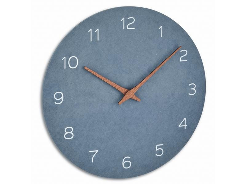 TFA Dostmann Wanduhr Analog mit Holz-Optik Ø 29.7 cm, Taubenblau