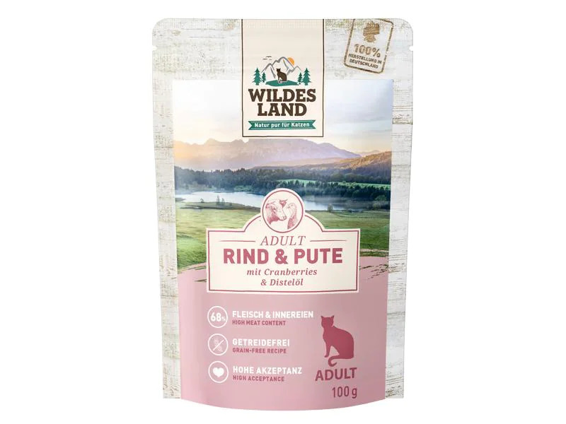Wildes Land Nassfutter Adult Rind &amp; Pute 100 g