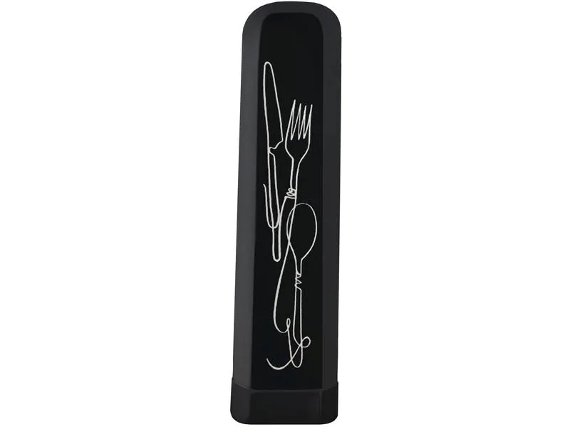 BioLoco Besteck-Set to go Plant – Line Art 4-teilig, Schwarz