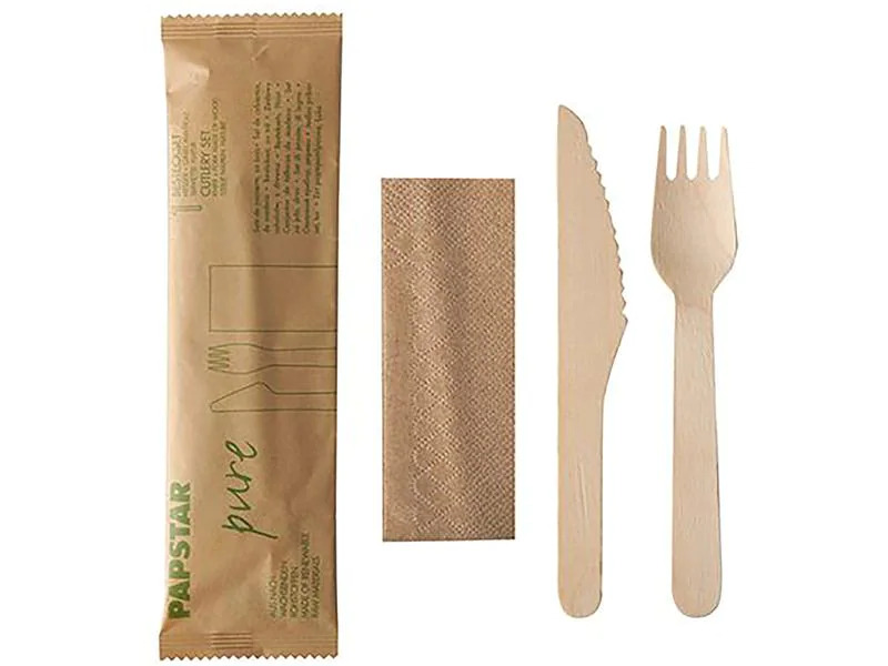 Papstar Einweg-Besteckset Pure 50 Stück, Braun