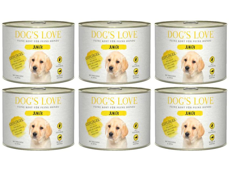 Dog's Love Nassfutter Junior Geflügel, 6 x 200 g
