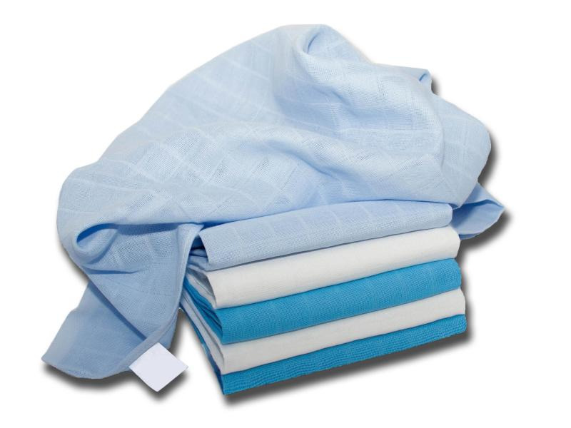 MAKIAN Mulltuch 6-er Set 70 x 70 cm Blau und Weiss uni