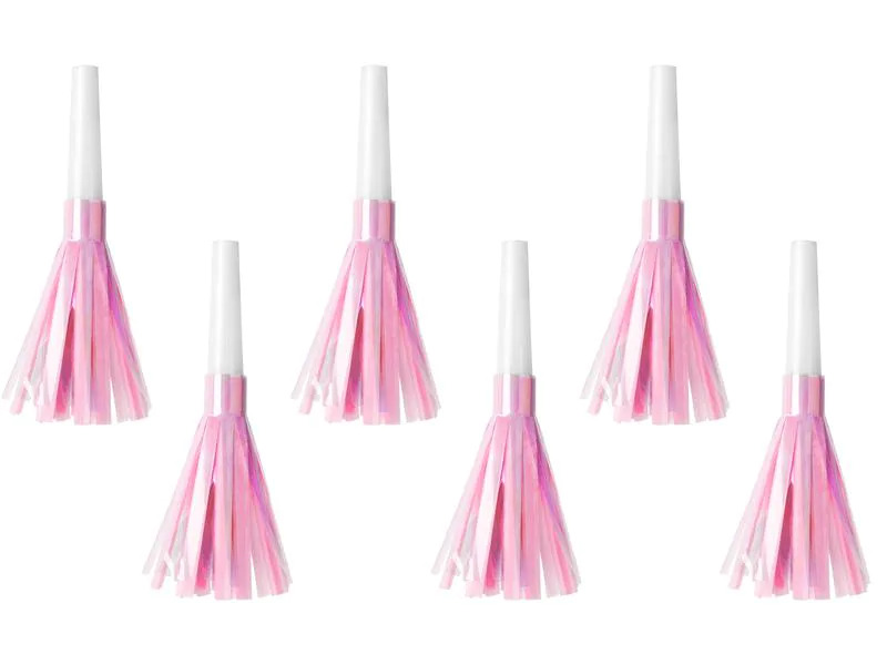 Partydeco Partypfeife Hellrosa, 12.5 cm, 6 Stück