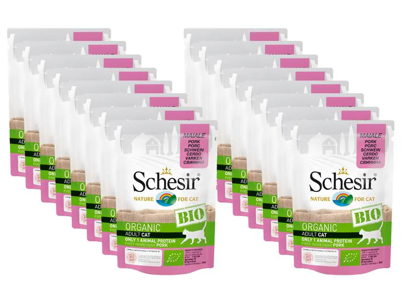 Schesir Nassfutter Bio Schwein, 16 x 85 g