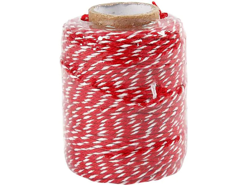 Creativ Company Kordelband Baumwolle Rot/Weiss, 50 m