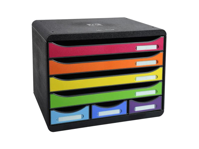 Exacompta Schubladenbox Storebox Mini 7 Schubladen, Schwarz