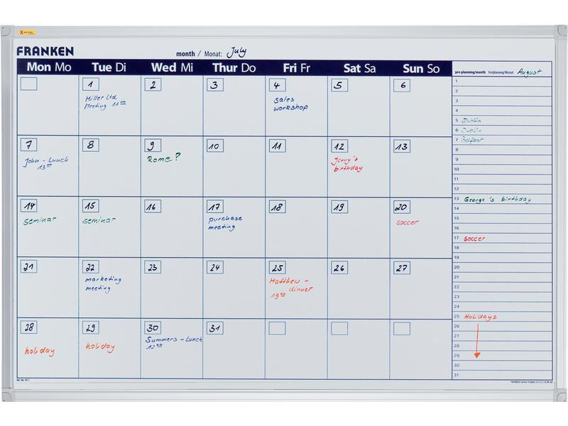 Franken Kalender Monatskalender X-tra!Line 60 cm x 90 cm, Weiss