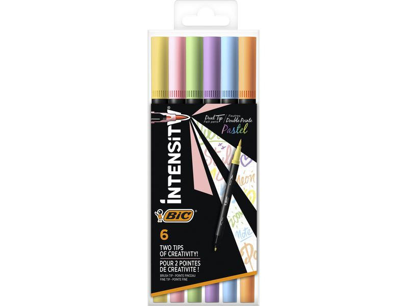 BIC Filzstift Dual Tip Pastell, 6 Stück