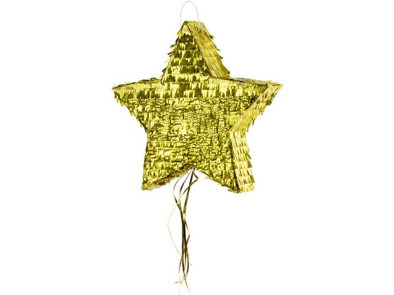 Partydeco Pinata Stern, 44.5 x 42.5 x 9 cm, Gold, 1 Stück